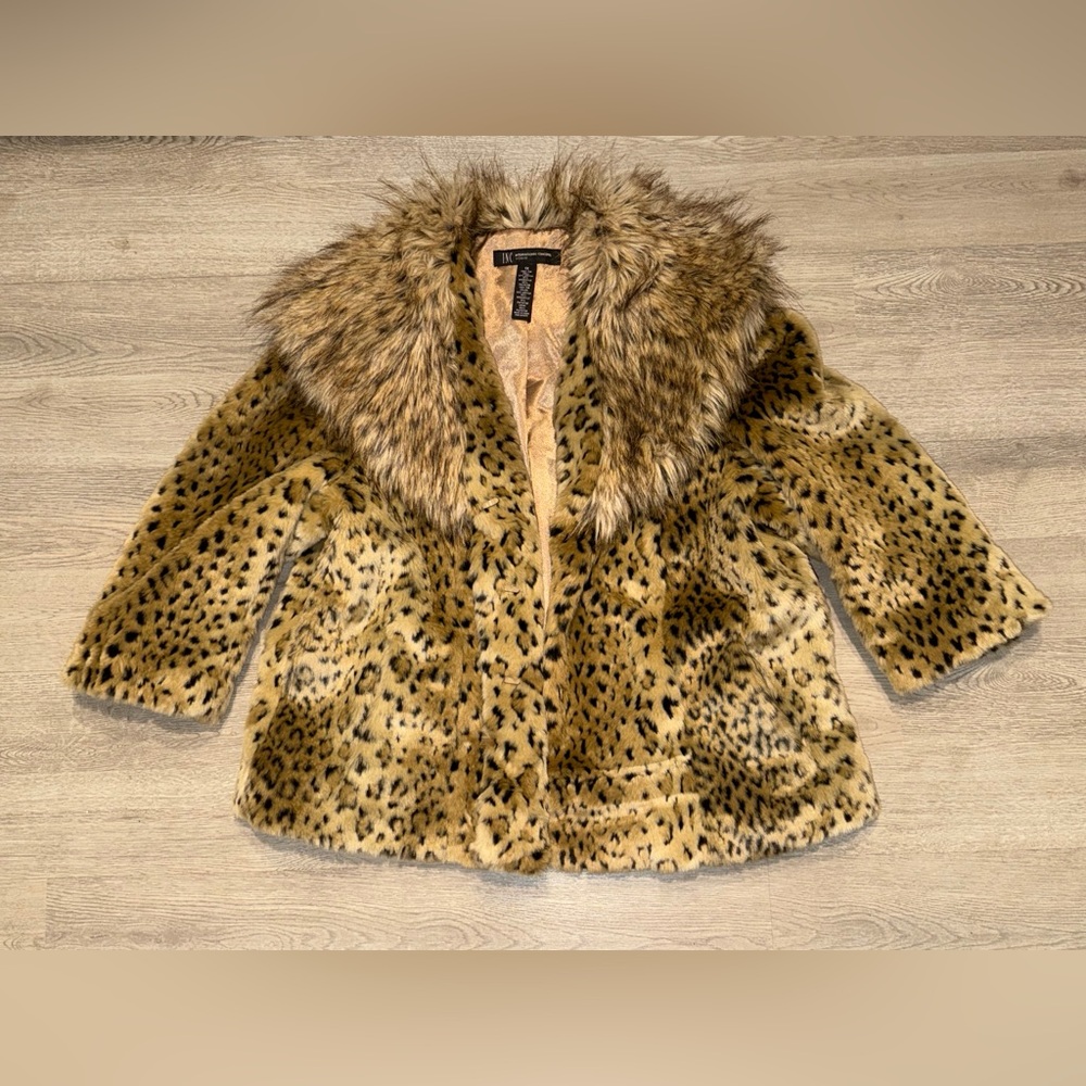 INC International Concepts Animal Print Faux Fur Jacket